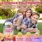 Calcium Citrate Gummies - 1200mg Calcium Gummies Supplements for Women & Men with Vitamin D3, K2, Magnesium, Zinc High Absorption for Bone, Muscle & Immune Support, Fruit Flavor, 120 Count