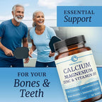Calcium Magnesium Zinc D3 Supplement | Strong Bones, Healthy Teeth & Immune Support | Calcium Citrate Magnesium and Zinc with Vitamin D3 | 4-in-1 Cal Mag Supplement | 90 Tablets (1 Month Supply)