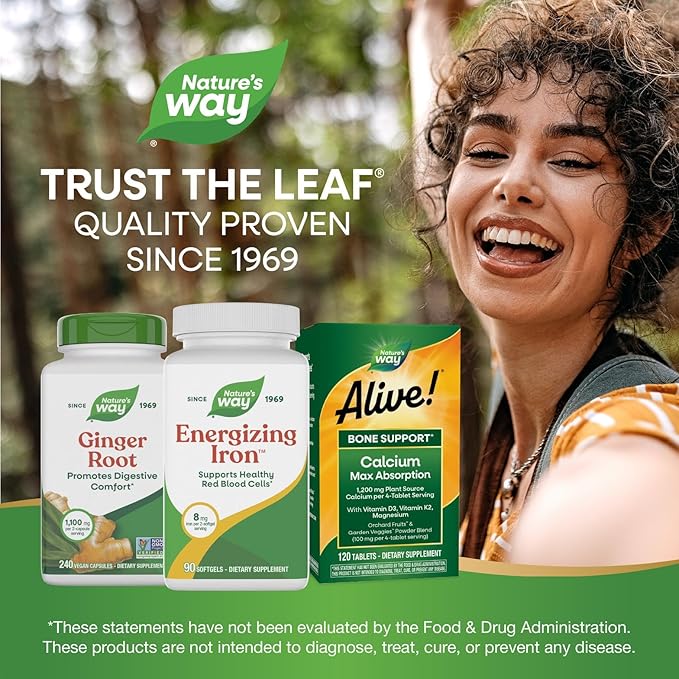 Nature's Way Energizing Iron - Red Blood Cell Support* - 8 mg Iron, -200 mcg of Cyanocobalamin & Vitamin B12 per 2-Softgel Serving - Gluten Free - 90 Softgels