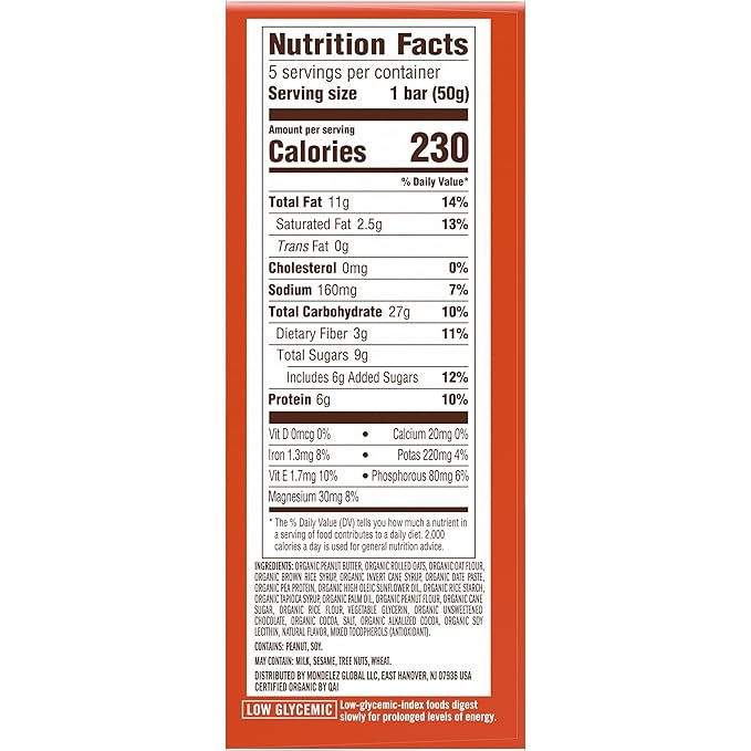 CLIF Nut Butter Bar - Chocolate Peanut Butter - Energy Snack Bars - Non-GMO - USDA Organic - Plant Based - Low Glycemic - 1.76 oz. (5 Pack)