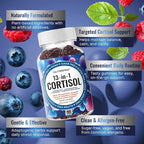 Cortisol Gummies for Women Men - 13-in-1 High Cortisol Reducer with Ashwagandha Magnesium L-theanine Rhodiola Rosea - Daily Cortisol Detox Manager for Stress Focus Support (Pack of 2)