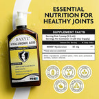 BAXYL Liquid Hyaluronic Acid Supplement - Natural Citric Acid, Potassium Sorbate Ingredients Formulated Flavorless Syrup - Provide Healthy Cartilage & Bone Formation - 3 Bottles of 6 Fl Oz