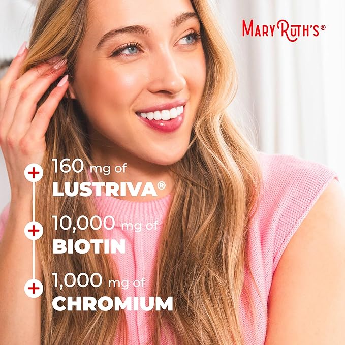 MARYRUTH'S Liquid Multivitamin+Hair Growth | Biotin 10000mcg | Lustriva Hair Growth Supplement | Clinically Tested in Women for Thicker Hair&Facial Wrinkle | Skin Care | Ages 18+ | 15.22 Fl Oz