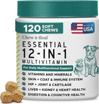 12-in-1 Dog Multivitamin Soft Chews, 120 Count - Vitamins & Supplements, Glucosamine Chondroitin, Probiotics, Omega 3 - Hip & Joint, Skin & Coat, Immune Support for Puppy & Senior Dogs - Chew + Heal