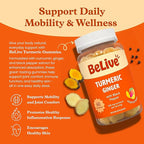 BeLive Turmeric and Ginger Gummies - 500mg - Joint and Mobility Support Supplement - Curcumin with Black Pepper for Enhanced Absorption - Tropical Flavor - 2 Pack, 120 Count