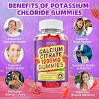 Calcium Citrate Gummies 1200mg Calcium Gummies for Women & Men, Chewable Calcium Supplements Support Immune Health & Bone Strength, Vegan/Sugar-Free/Gluten-Free, Raspberry Flavor 120 Count