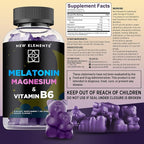 New Elements Melatonin Gummies 10mg with Magnesium Glycinate & Vitamin B6 | Sleep Support, Relaxation & Stress Relief | Non-GMO, Gluten-Free | Great-Tasting | Natural Grape Flavor