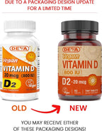 DEVA Vegan Vitamin D2 800 IU, Ergocalciferol Supplement with No Animal Ingredients, 90 Tablets (Pack of 2)