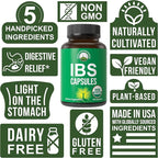USDA Organic IBS Capsules for Relief, Ingestion, Bloating, Gas - Irritable Bowel Supplement with 5 Handpicked Organic Ingredients - Peppermint Oil, Sea Buckthorn, Fennel Seed, Rosemary Leaf, Basil