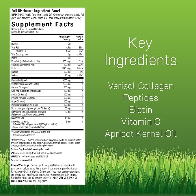 Irwin Naturals Collagen Beauty – 80 Liquid Soft-Gels – Advanced Skin, Hair & Nail Nourishment