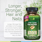 Irwin Naturals Longer, Stronger Hair and Nails - 120 Liquid Softgels - Promotes Vibrant Shine Texture & Strength - 60 Total Servings