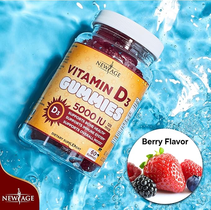 NEW AGE Immune Defense Combo - 2 Pack - Vitamin D3 Gummies 5000 IU 125mcg & High Potency Zinc Gummies, Immune Booster 120 Count
