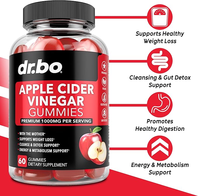 ACV Apple Cider Vinegar Gummies - Natural Support for Advanced Weight Loss, Detox, Cleansing, Digestion Plus Gut Health - ACV Gummies Supplements with 1000MG Apple Cider Vinegar Gummy with The Mother