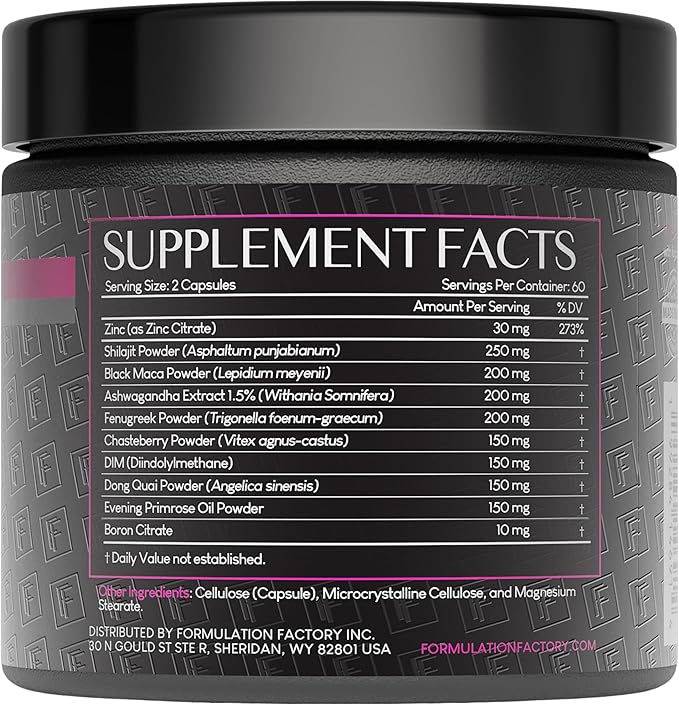 Formulation Factory Hormone Balance for Women - She's Obsessed Vitality Complex with Maca Root & Ashwagandha - Libido & Mood Support - 120 Capsules, 2 Month Supply