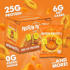 CRISP POWER Protein Pretzels, NEW Cheddar, 25G Protein, High Protein Snack, High Fiber, Low Carb Crunchy Pretzel Snacks, No Added Sugar, 1.75 oz Bags, 24 Pack, Vegan, Keto