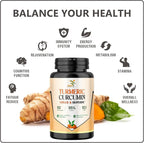Turmeric Curcumin with Ginger, BioPerine Black Pepper, 95% Curcuminoids, Natural Joint & Healthly Inflammatory Support, Antioxidant Tumeric Supplement, 60 Veggie Capsules, Made in USA, by SMS