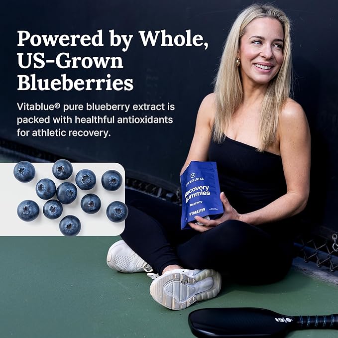 Electrolyte Recovery Gummies - Blueberry Flavor Hydration Gummies with VitaBlue - Blueberries & Electrolytes - Exercise Recovery, Energy Boost, Replenishment & Antioxidants Non-GMO, Vegan, 90ct