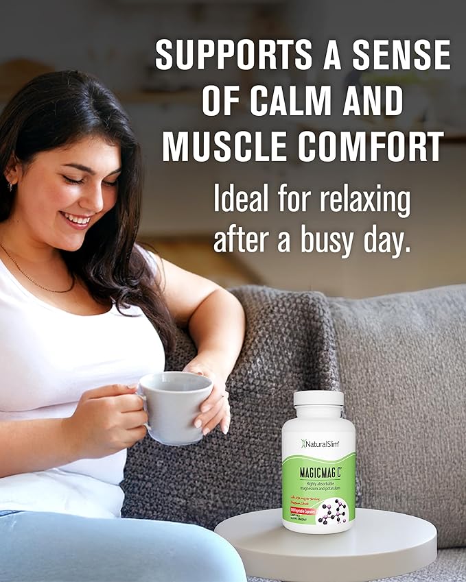 MagicMag C by NaturalSlim, Magnesium Citrate Capsules for Muscle Relaxation, Sleep Quality, Nerve Function & Electrolyte Support, Daily Magnesium Supplement for Men and Women, 100 Capsules