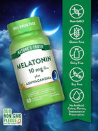 Nature's Truth Melatonin 10mg with Ashwagandha | 60 Capsules | Non-GMO & Gluten Free Supplement for Adults