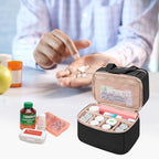 Damero Double Layers Pill Bottle Organizer Empty, Lockable Medicine Storage Bag Medication Travel Bag with 4 Customized Dividers for Prescription Bottles, Medical Supplements,Black