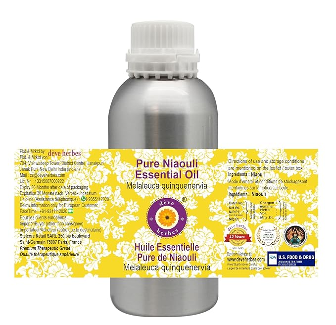 Deve Herbes Pure Niaouli Essential Oil (Melaleuca quinquenervia) Steam Distilled 1250ml (42 oz)