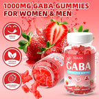 GABA Gummies 1000mg for Kids & Adults, Chewable GABA Supplements with L Theanine 5-HTP Ashwagandha Vitamins B6,B12,D3 for Calm & Zzz, Sugar-Free/Vegan, Strawberry Flavor 120 Count