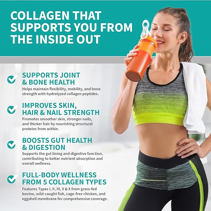 CB Supplements Multi Collagen Protein – Hydrolyzed Collagen for Joint, Skin, Gut, Hair & Nail Health – Unflavored Powder with Types I, II, III, V & X – Grass-Fed & Clean – 58 Servings