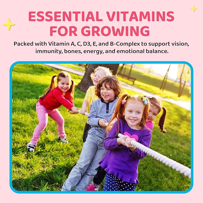 Magnesium Glycinate Gummies for Kids - Kids Magnesium Gummies, with L-Theanine, Chamomile & Multivitamins for Sleep, Calm & Focus - Strawberry Banana Center-Filled Gummies 60 ct (2 Pack)