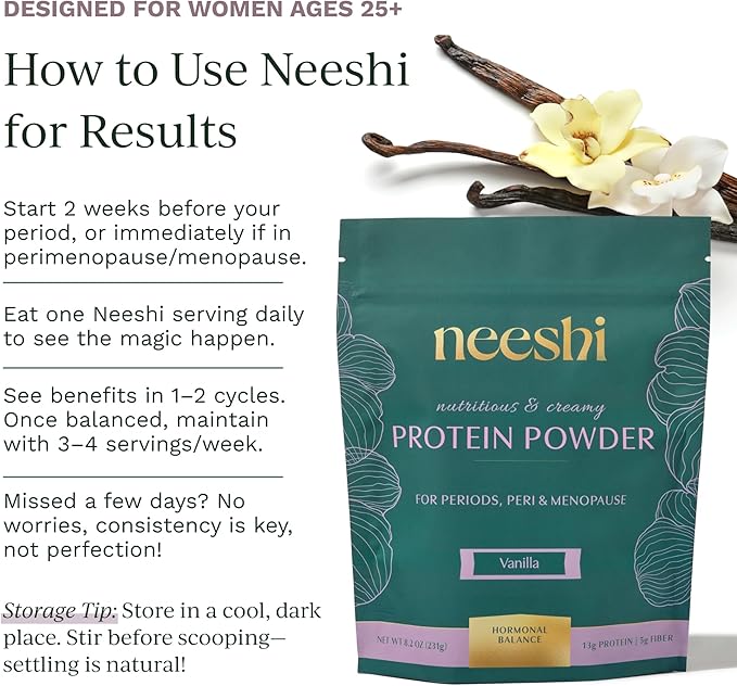 Hormone Balance Protein Powder – PMS & Perimenopause Relief for Cramps, Bloating & Mood Swings – Vegan Plant Based Superfood – 7 Servings