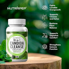 Candida Cleanse Detox Supplement - Women Men Natural Yeast Overgrowth Support with Caprylic Acid Probiotics Complex for Candi Balance Immune Intestinal Flora & Gut Health - Vegan Gluten Free