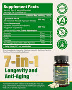 Liposomal NAD+ Resveratrol Supplement - NMN Alternative with Trans-Resveratrol, Quercetin & Fisetin - NAD Plus Booting for Women and Men, Cellular Energy & Healthy Aging, Non-GMO | 120 Capsules