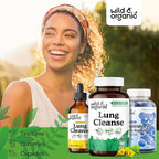 Wild & Organic Lung Cleanse Capsules - Lung Support Supplement with Mullein Leaf, Stinging Nettle, Angelica & Korean Panax Ginseng Powder - Vegan, No Fillers, Non-GMO - 90 Count