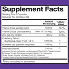 American Standard Supplements Elderberry Extract with Quercetin, Vitamin C, D3, Ginger, Zinc, Turmeric, Astragalus and Echinacea – 60 Capsules, 30 Servings