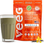 Veeg Plant Protein Powder – Vegan Protein Shake & Collagen Boost. Pea Protein, MCT, Probiotics & Multivitamin. 10 Supplements in 1. Daily Energy, Immunity & Wellness. 15 Servings (Vanilla)