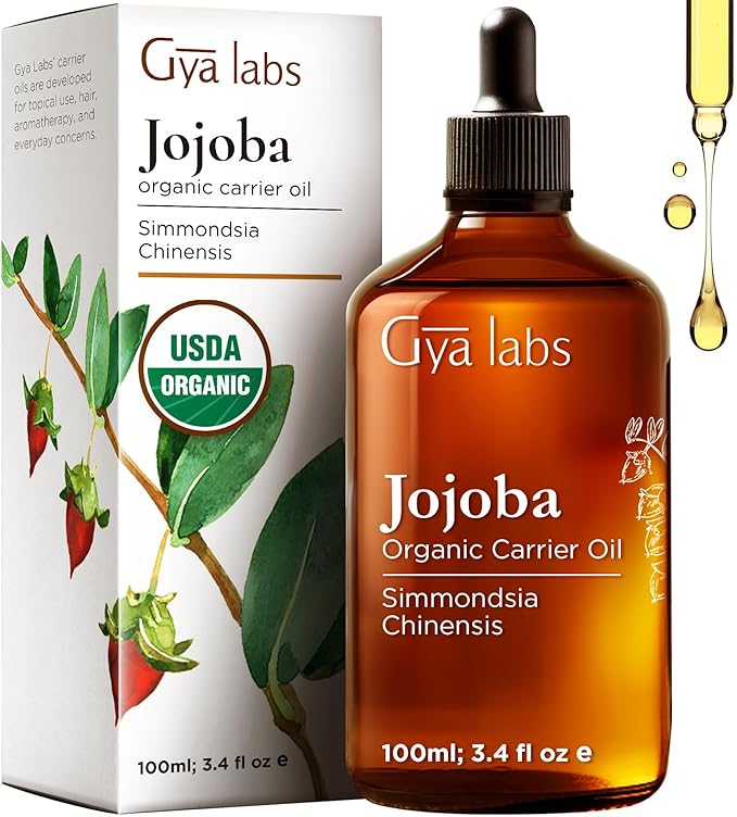 Gya Labs USDA Organic Jojoba Oil - 3.4 Fl Oz - Carrier Oil for Hair, Skin, Face, Scalp & Body Massage