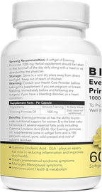 Evening Primrose Oil - 60 Liquid Filled Capsules- 1000 mg Softgel