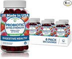 Lunakai USA Made Probiotic Gummies - 5 Billion CFUs, Vegan, Non-GMO, Gluten-Free - Digestive & Immune Support for Women & Men - 6 Pack