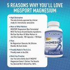 MGSPORT Magnesium Supplement 380mg - High Absorption Magnesium Complex Formula with Vitamins B6, D, E - Supports Muscle Function and Sleep Quality - 100 Servings