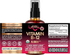 USDA Organic Vitamin B12 Sublingual Spray - 5000 mcg Liquid Vegan Methylcobalamin for Women & Men - Energy Boost, Focus & Mood, Brain Health Support - Maximize Absorption - 2 Month Supply, 2 fl oz