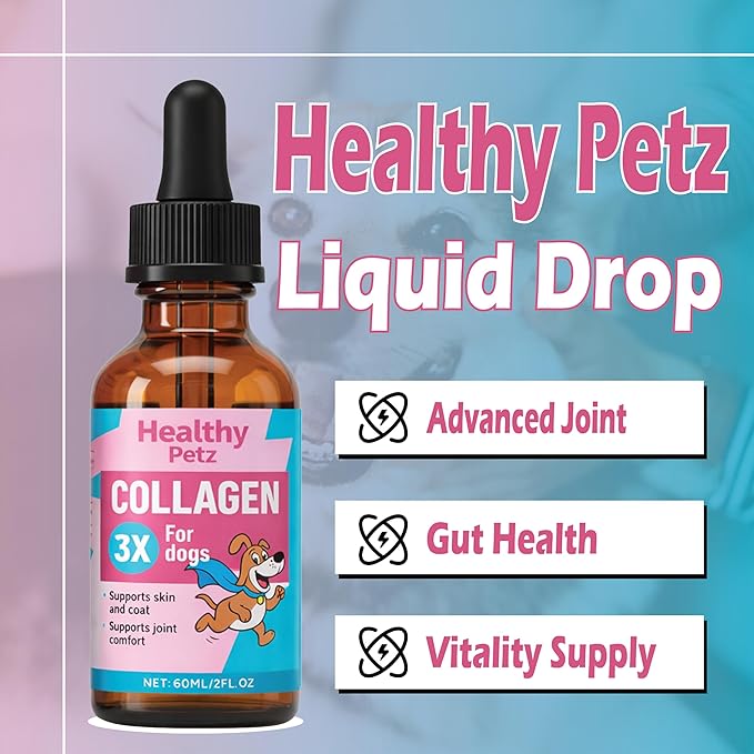 Healthy Petz Premium Liquid Collagen Drops for Dogs - Advanced Joint Support, Gut Health & Vitality Supplement, 2 Fl Oz