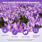 Saffron Supplement Gummies for Kids & Adults Supports Antioxidant Function with Ashwagandha, L-Theanine, Rhodiola Rosea, Lemon Balm, Vitamin D3, B6, Magnesium & Zinc – Raspberry Flavor, 120 Count