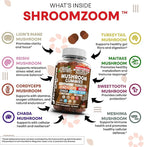 15in1 Mushroom Gummies with Lion's Mane Turkey Tail Cordyceps Reishi Chaga Sweet Toot Maitake Meshima Poria Cocos Shiitake Tremella, Oyster Agaricus Mushrooms for Men and Women Supplement Clean Nutra