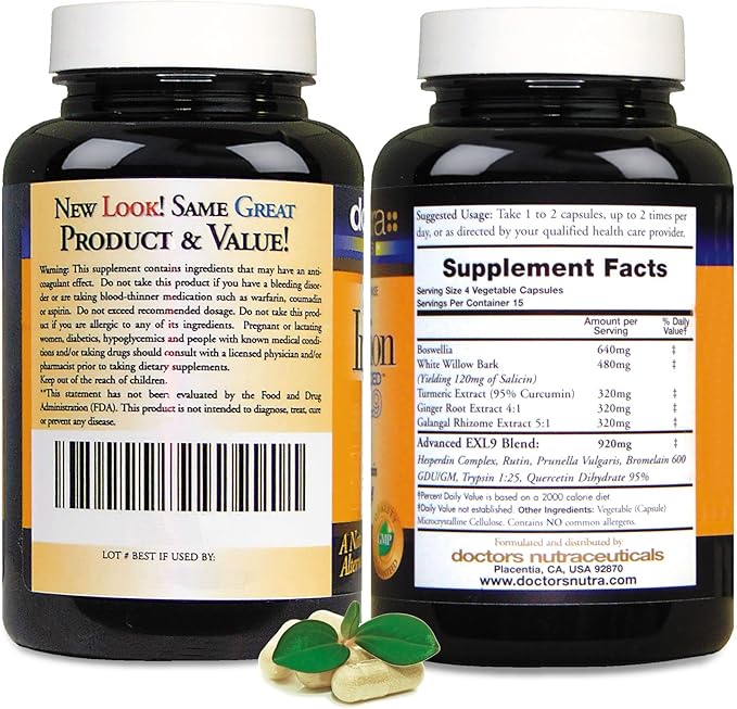 InflamEzze - Turmeric, Curcumin, Ginger Supplement - Gluten-Free, 60 Capsules
