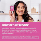 Collagen Gummies for Women and Men with 2500mcg Biotin, Zinc, Vitamin C & E - Hydrolyzed Collagen Gummies for Hair, Skin & Nail Support - Biotin and Collagen Gummies - Lemon Flavor - 30 Servings