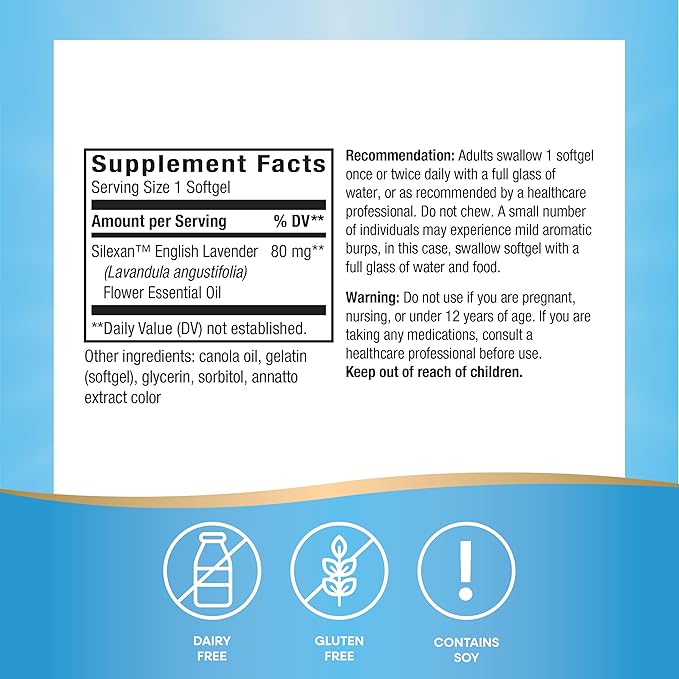 Nature’s Way CalmAid Lavender Oil Supplement for Calm & Stress Support*, Clinically Studied Silexan Lavender Oil, Non-Drowsy, Daily Softgels, 30 Count