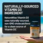 NatureWise Vitamin D3 5000iu (125 mcg) 30-Day Supply for Immune Support, Healthy Muscle Function, and Bone Health - Non-GMO, Gluten Free in Organic Extra Virgin Olive Oil, (Mini Softgel), 30 Count