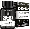 Vitamin D3 K2 with Magnesium Glycinate with Vitamin B6 for Enhanced Absorption | Magnesium 1500mg | D3 10,000 IU | K2 (MK7) 200mcg | Vitamin B6 10mg | Immunity | Heart & Nerve Support | Vegan, Non-GMO