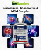 tnvitamins Glucosamine Chondroitin MSM Capsules, 240 Count | 4,000 mg Per Serving | 2,000 mg Glucosamine Sulfate 2KCl + 2,000 mg MSM & Chondroitin Blend | Joint Support Supplement