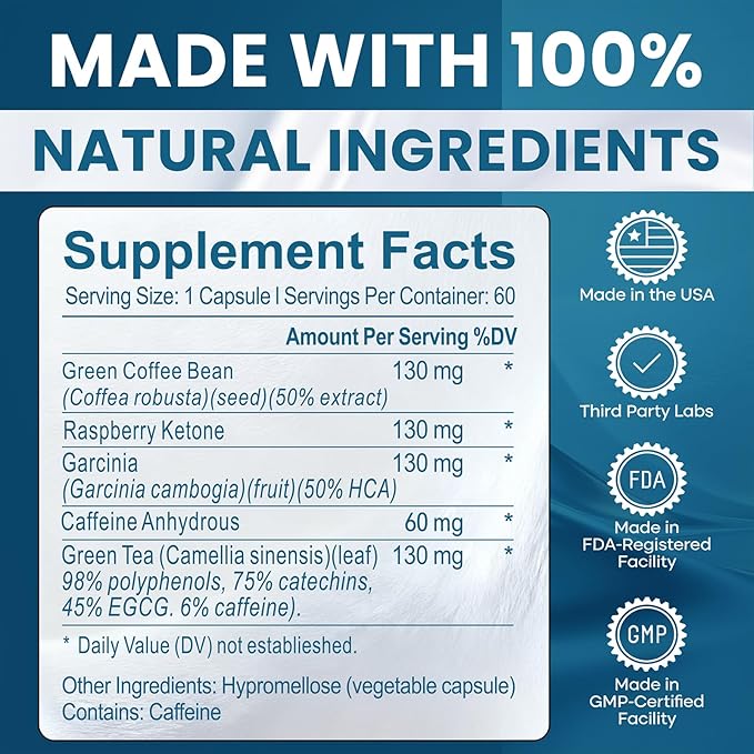 GLP-1 Supplement Weight Loss Pills for Women, Appetite Suppressant for Women and Men, Metabolism Booster, 3rd Party Tested Supplement, Made from a Variety of Natural Ingredients - 60 Pills