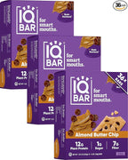 IQBAR Clean Plant Protein Bars - Almond Butter Chip - 36 Count - Keto, Vegan, High Fiber, Gluten and Dairy Free, Low Sugar Snack - Brain and Body Nutrients for Focus, Energy, Meal Replacement